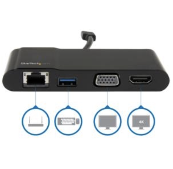 Adaptador Multipuertos USB-C para Laptops - HDMI o VGA 4K - USB 3.0