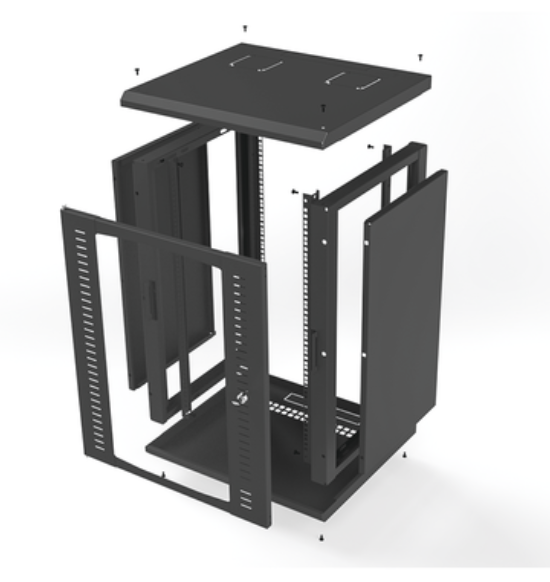 Gabinete para Montaje en Pared, Puerta de Cristal Templado, Cuerpo Fijo con Rack 19&quot; de 16 Unidades