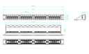 Panel de parcheo de impacto (110) UTP de 24 puertos Cat6A, 19in