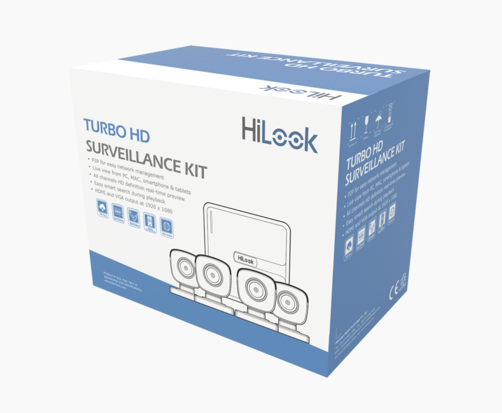 KIT TurboHD 720p / DVR 4 canales / 4 Cámaras Bala de Policarbonato / 4 Cables 18 Mts / 1 Fuente de Poder Profesional