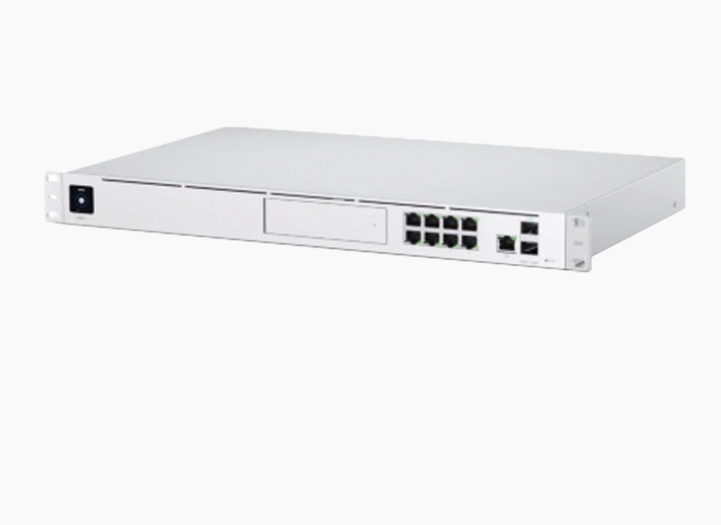 UniFi Dream Machine Pro, de 1 UR con un pto 10G SFP+ WAN, 8 puertos 10/100/1000 Mbps RJ-45 LAN, y unaHDD 3.5&quot;, integra todos los controladores UniFi