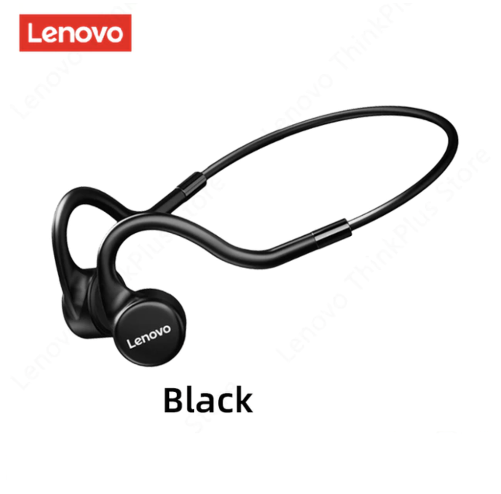 Lenovo Auriculares de Conducción Ósea, Audífonos Inalámbricos, Bluetooth, Alta Fidelidad, Gancho para la Oreja, Micrófono, Impermeables