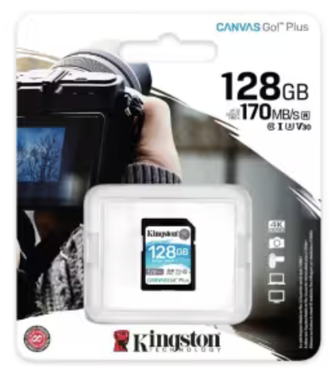 KINGSTON MEMORIA 128GB SDXC CANV AS GO PLUS C10 UHS-I U3 V30