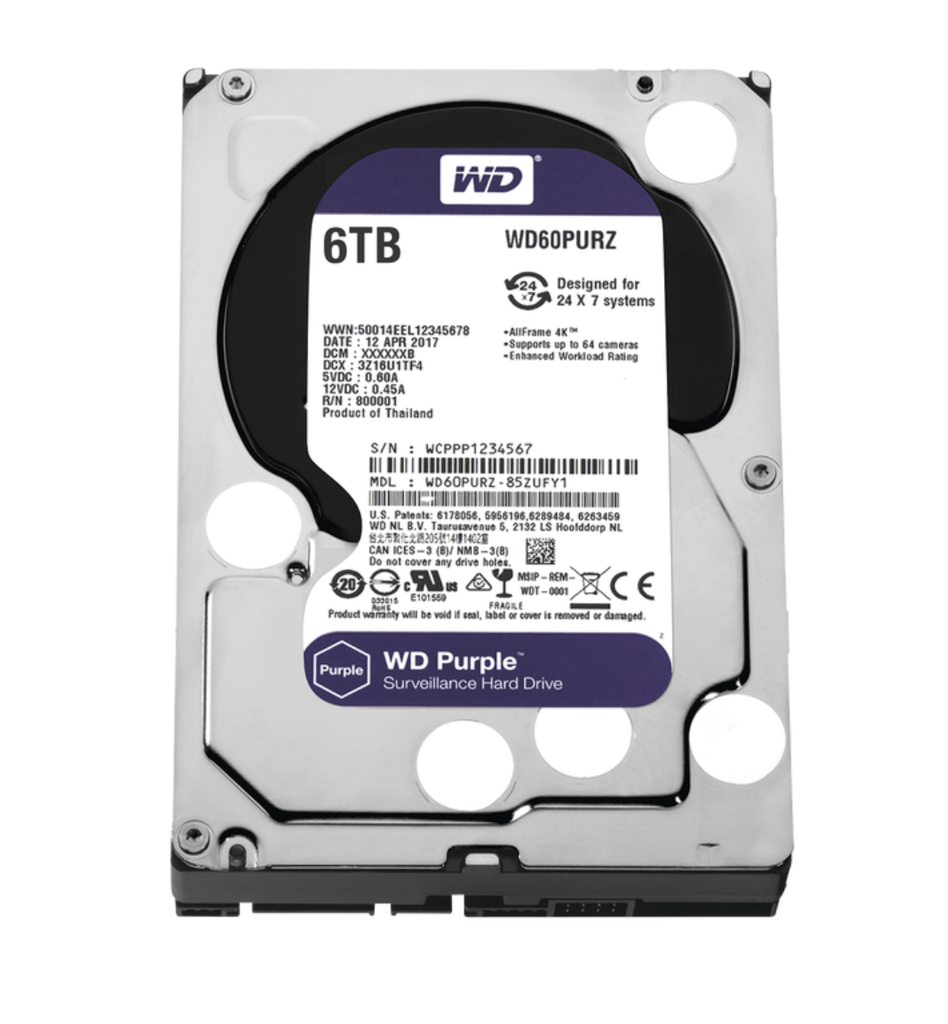 Disco Duro PURPLE de 6TB/3 AÑOS G./Para Videovigilancia