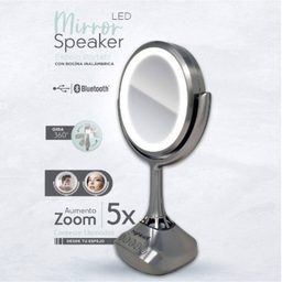 [7500462951559] Espejo Led con Bocina Highlink Mirror Speaker, iluminación led circular, espejo normal y aumento x5