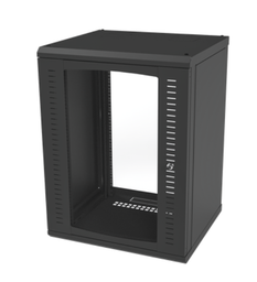 [SR-1916-GFP] Gabinete para Montaje en Pared, Puerta de Cristal Templado, Cuerpo Fijo con Rack 19&quot; de 16 Unidades