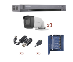 [KH1080P8BW] KIT TurboHD 1080p / DVR 8 Canales / 8 Cámaras Bala (exterior 2.8 mm) / Transceptores / Conectores / Fuente de Poder Profesional hasta 15 Vcd para Larga Distancia